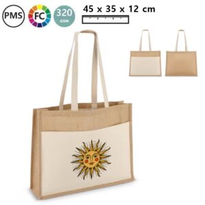 Jute tote bag met voorvak Toinette
