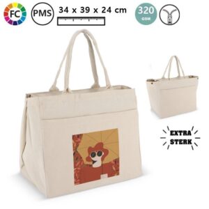 Katoenen tote shopper met rits Lugo
